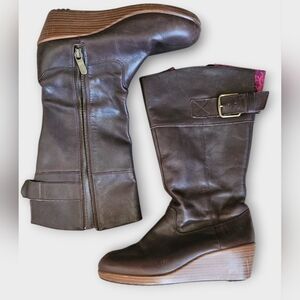 Crocs A-Leigh Lether Wedge Boots Women 6